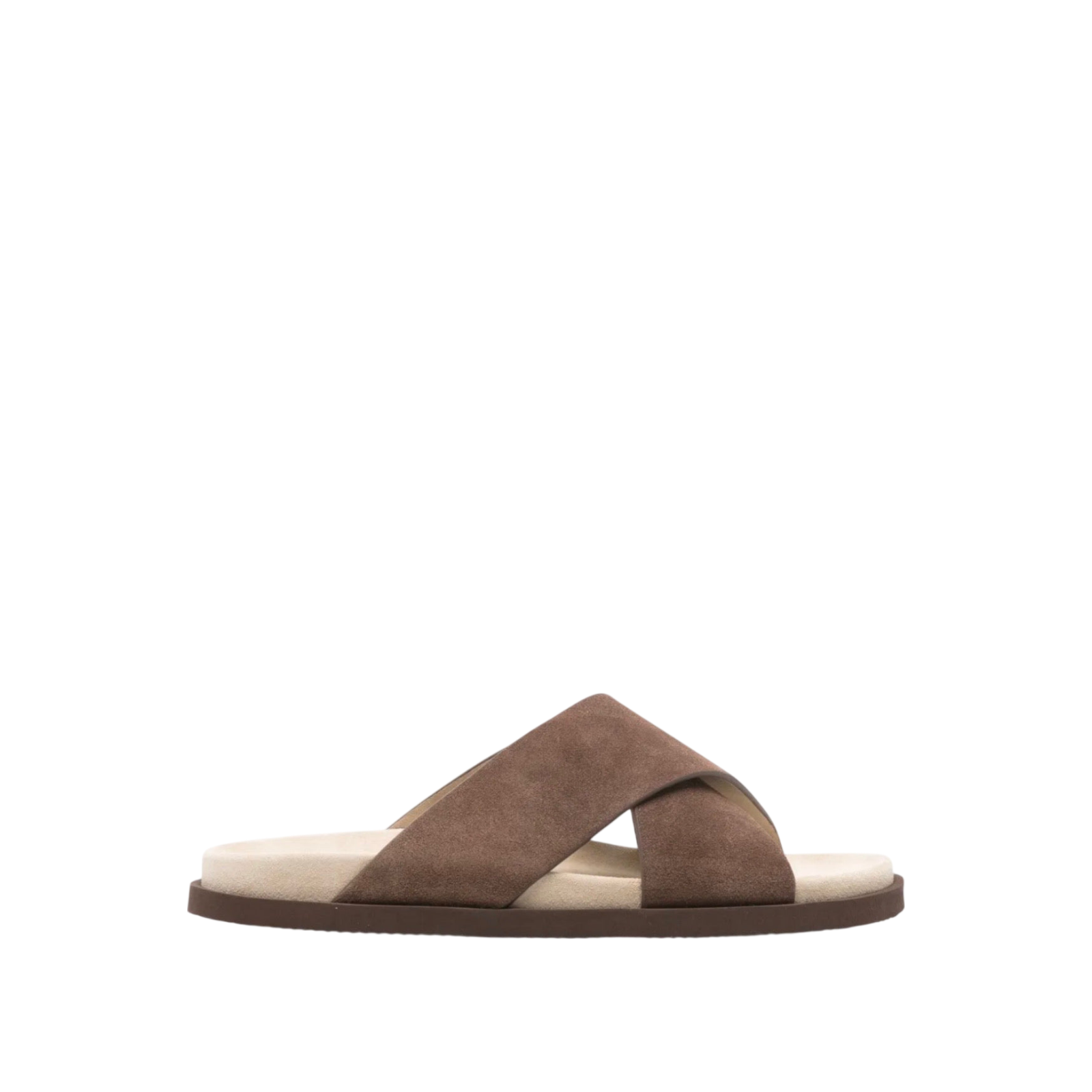 Brunello Cucinelli Cross-Strap Suede Slides 'Brown'